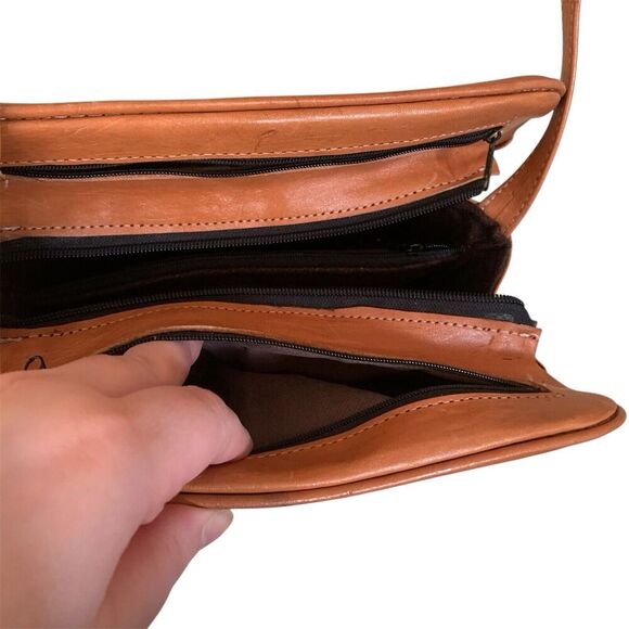 Genuine Mexican Leather Hand Tooled Bag Purse Floral Design Brown Mexico Western - Picture 11 of 13